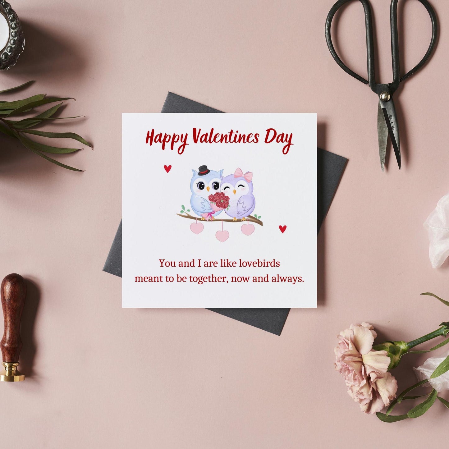 Happy Valentines Day Card | Cute love birds valentine Card - DIGITAL DOWNLOAD Valentines Day Card | Card for him her boyfriend girlfriend husband wife |