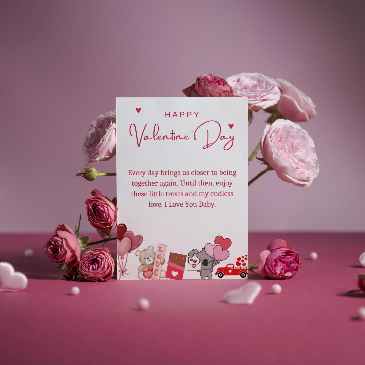Long Distance Relationship Valentines Day Card | For Her | From Boyfriend | LDR Cute Card | Happy Valentines Day | Instant Download