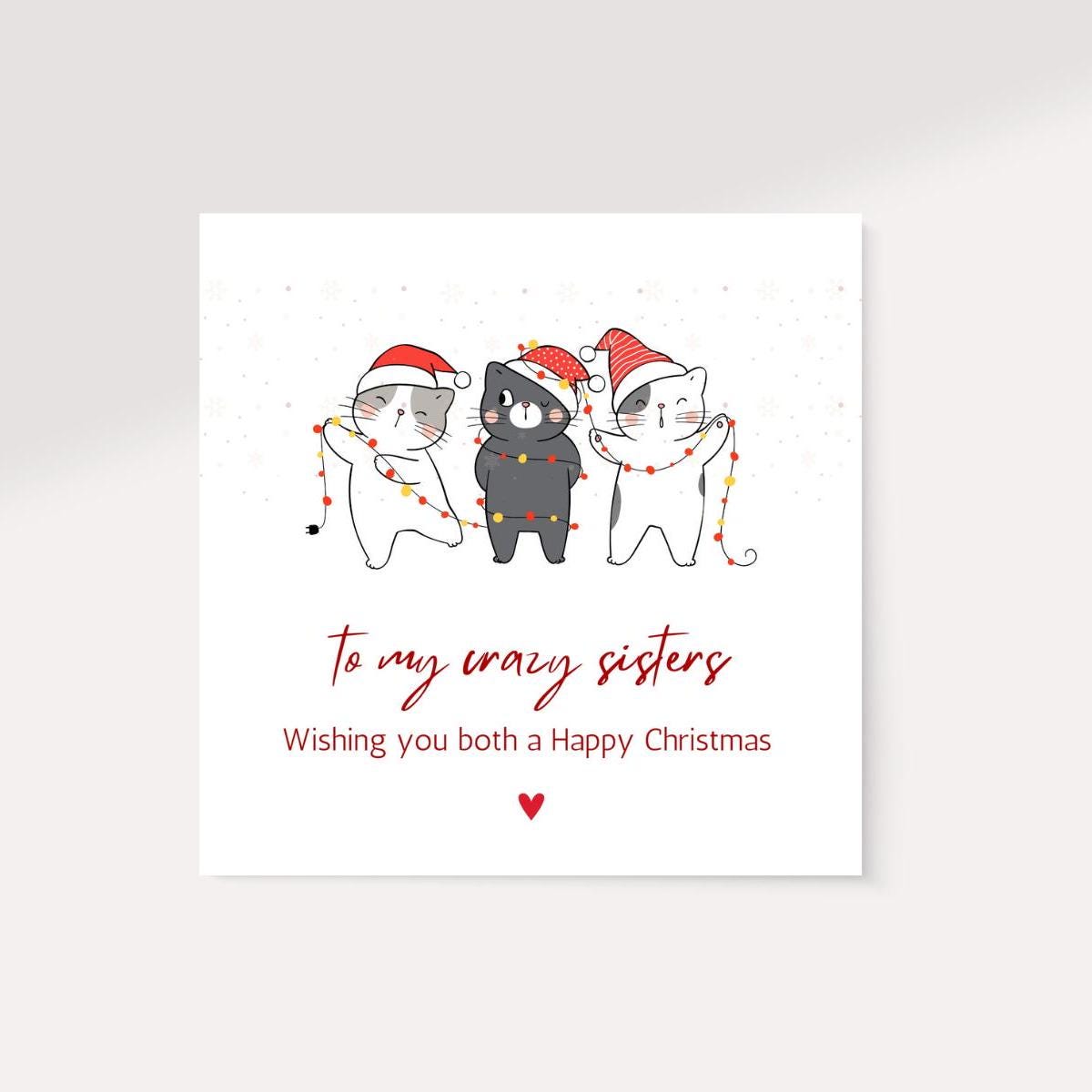 Christmas Card for Twin Sister | Cute Playful Twin Sister Christmas Card | Digital Download Printable