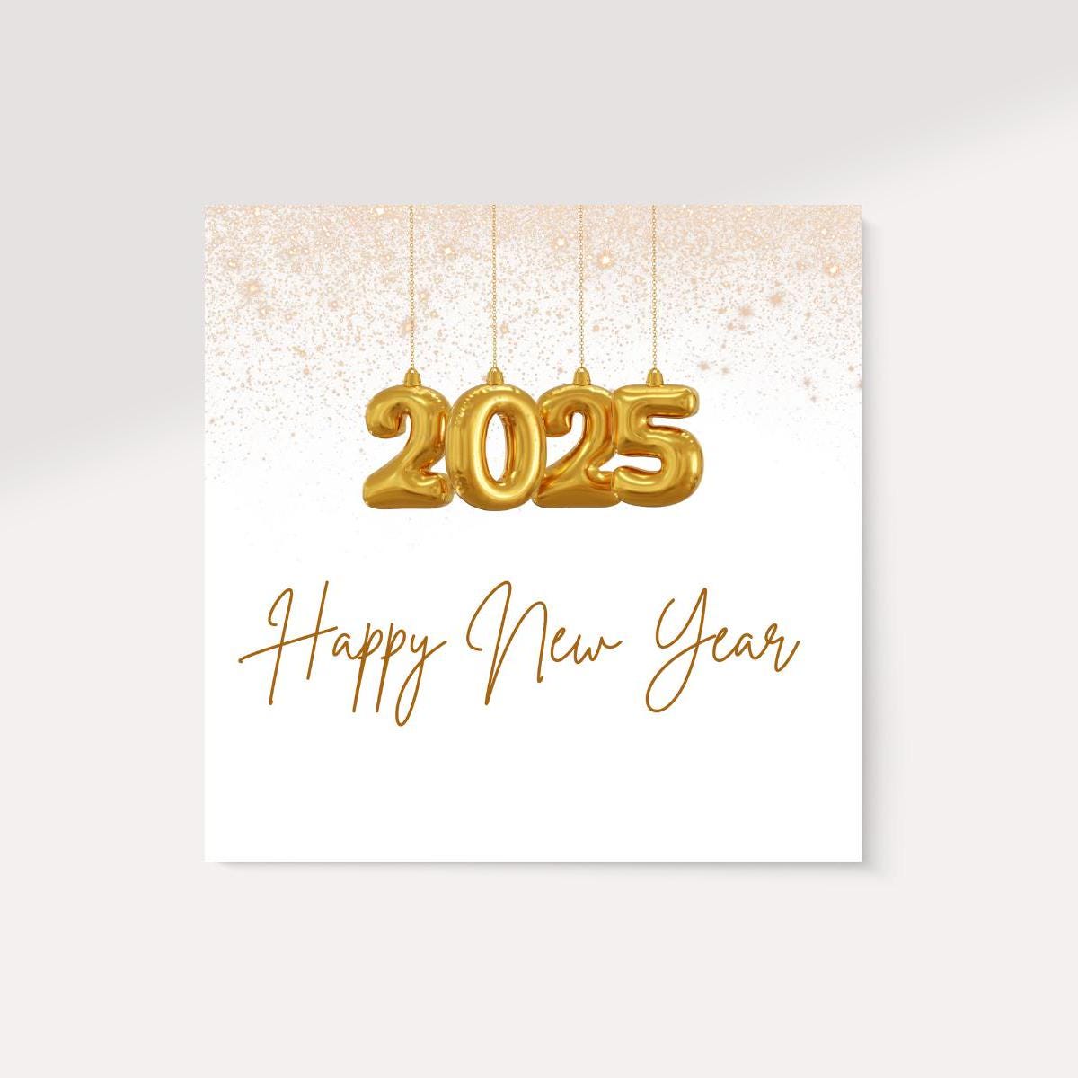 New Year Card | Happy New Year Card 2025 | Gold New Year Card | Holiday 2025 Card | Digital Download Printable |