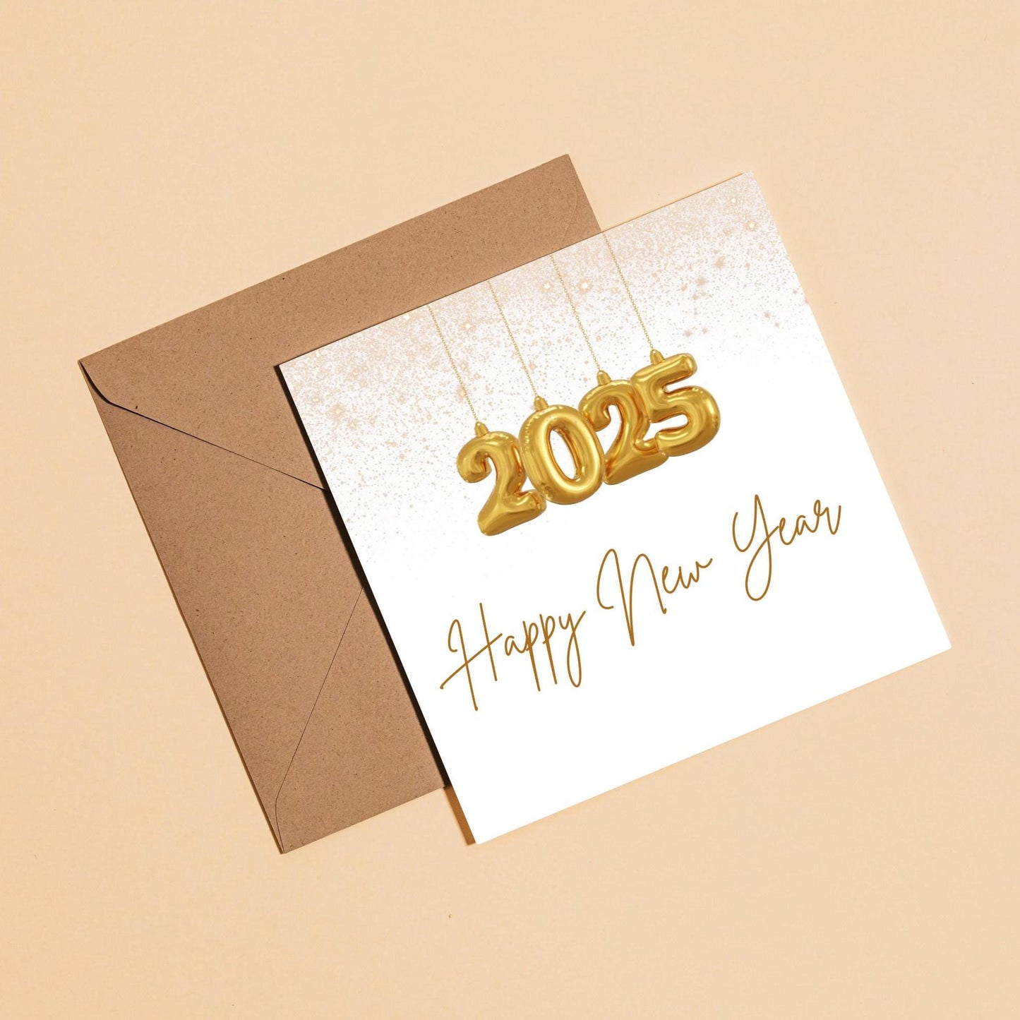 New Year Card | Happy New Year Card 2025 | Gold New Year Card | Holiday 2025 Card | Digital Download Printable |