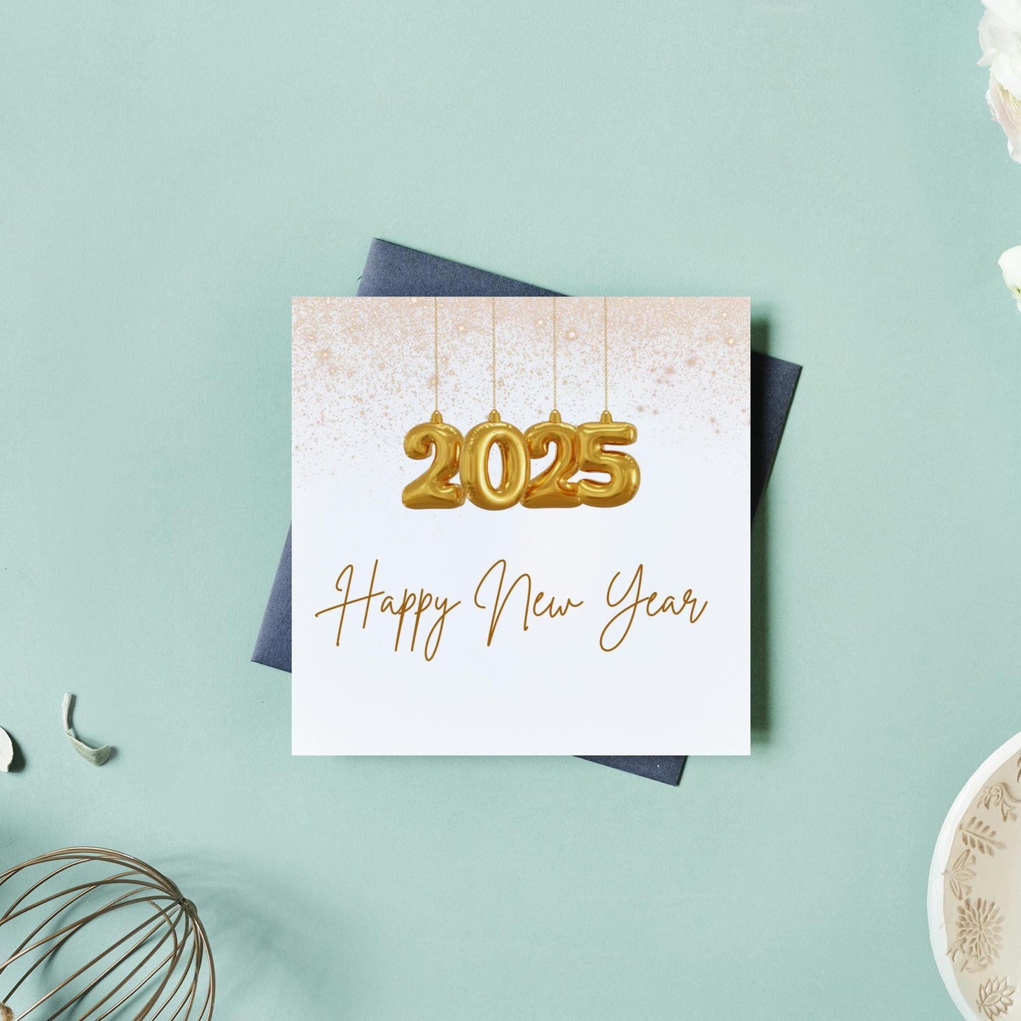 New Year Card | Happy New Year Card 2025 | Gold New Year Card | Holiday 2025 Card | Digital Download Printable |