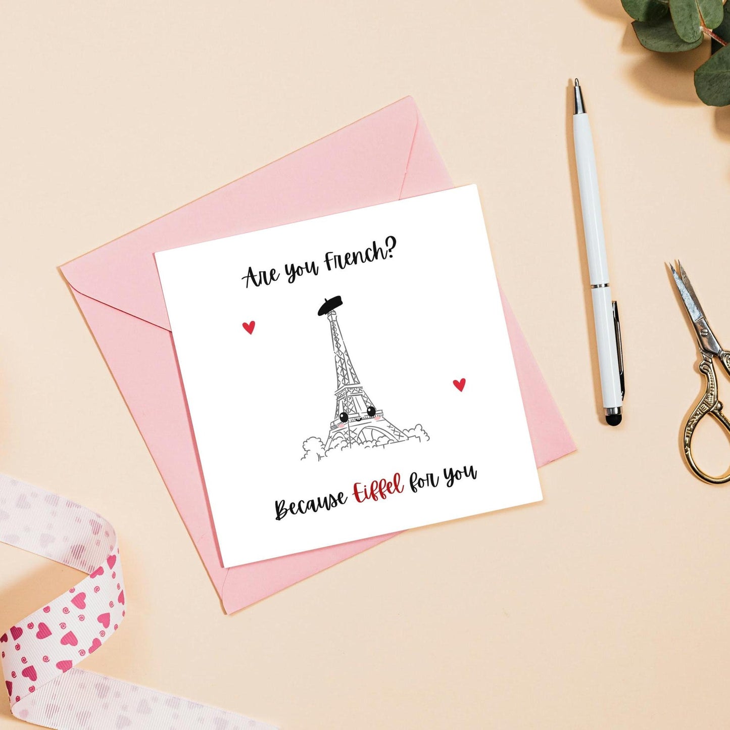 Paris Valentine day card | Cute Eiffel Tower Card for him her