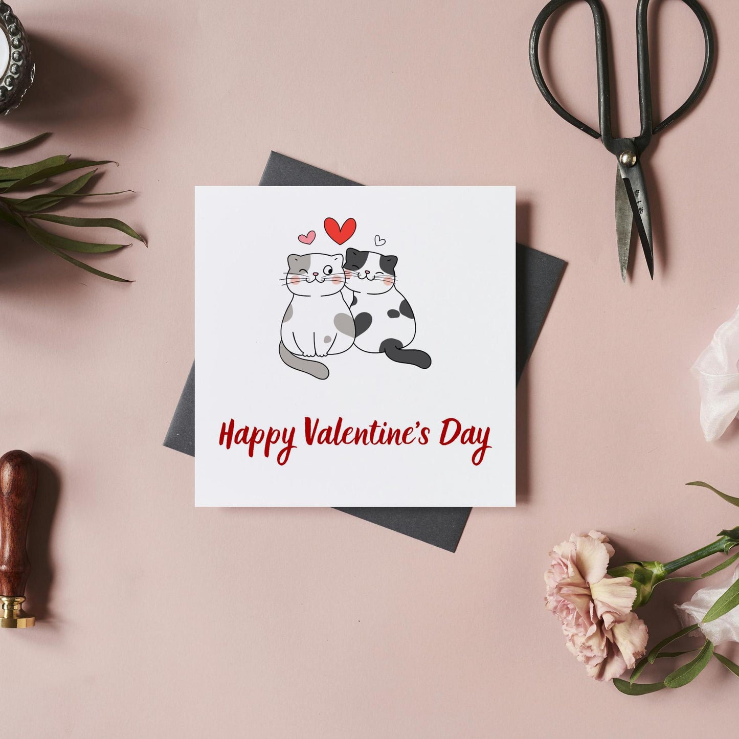 Happy Valentines Day Card | Cute Cats valentines Card - DIGITAL DOWNLOAD | Card for him her |