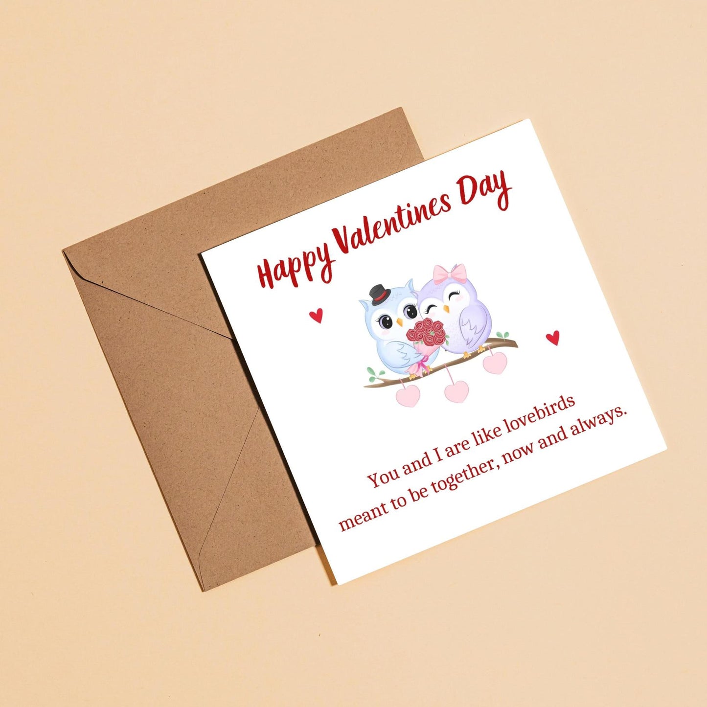 Happy Valentines Day Card | Cute love birds valentine Card - DIGITAL DOWNLOAD Valentines Day Card | Card for him her boyfriend girlfriend husband wife |