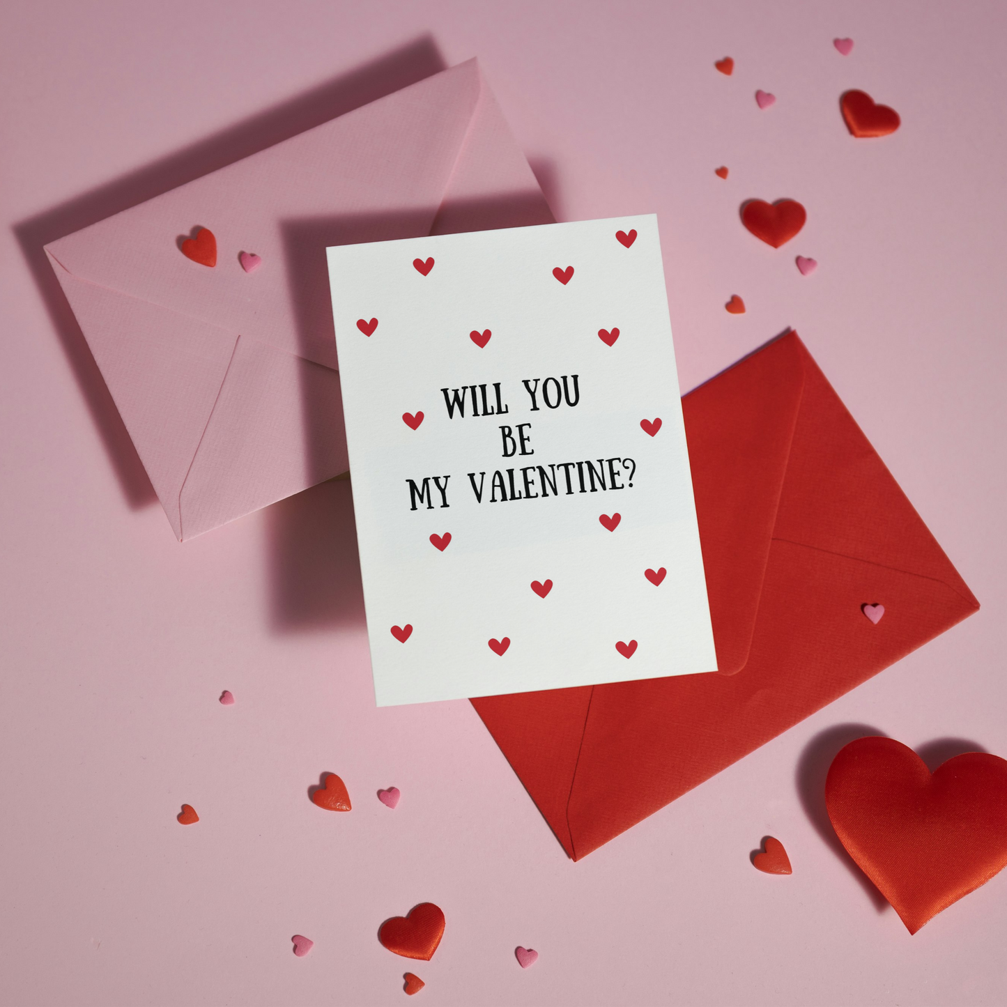 Will You Be My Valentine Card | Happy Valentines Day Card Red Hearts | Card for him her wife husband boyfriend girlfriend |